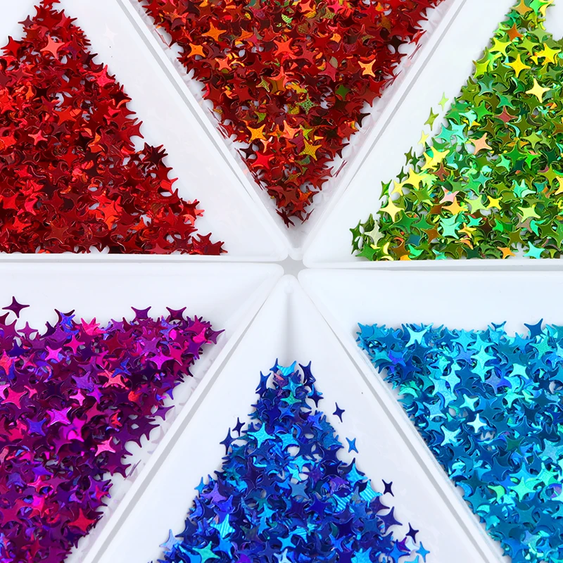 Sternförmige Harz-Pailletten, glänzender vierzackiger Stern-Glitzer für Epoxidharz-Füllungen, UV-Silikonformfüller, DIY-Kristallhandwerk, handgefertigt – Detail 5