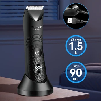 Kemei Inguine Corpo Trimmer Per Uomini E Donne Elettrico Viso Barba Bikini Tagliacapelli Lavabile Palla Pubica Rasoio di Rimozione Dei Capelli 1