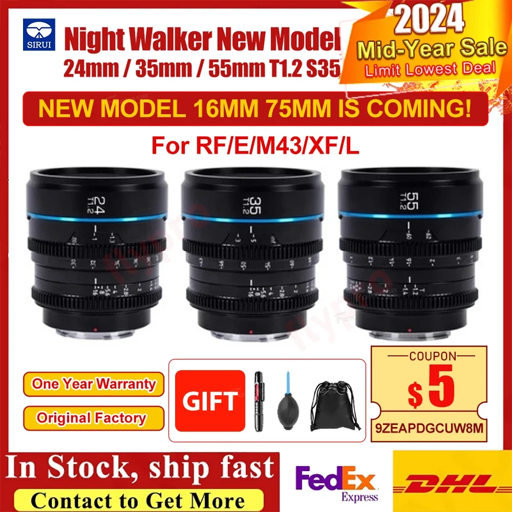 ビデオカメラ SIRUI Night Walker 24/35/55 1.2 Canon RF Lente Cinema Sirui Night Walker 24mm T1.2 S35 para Canon RF