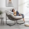 Oversized Rocking Papasan Chair with Thick Cushion and Frame Outdoor Rocker, Comfy Wicker Egg Chairs Lounge for Backyard Balcony 1