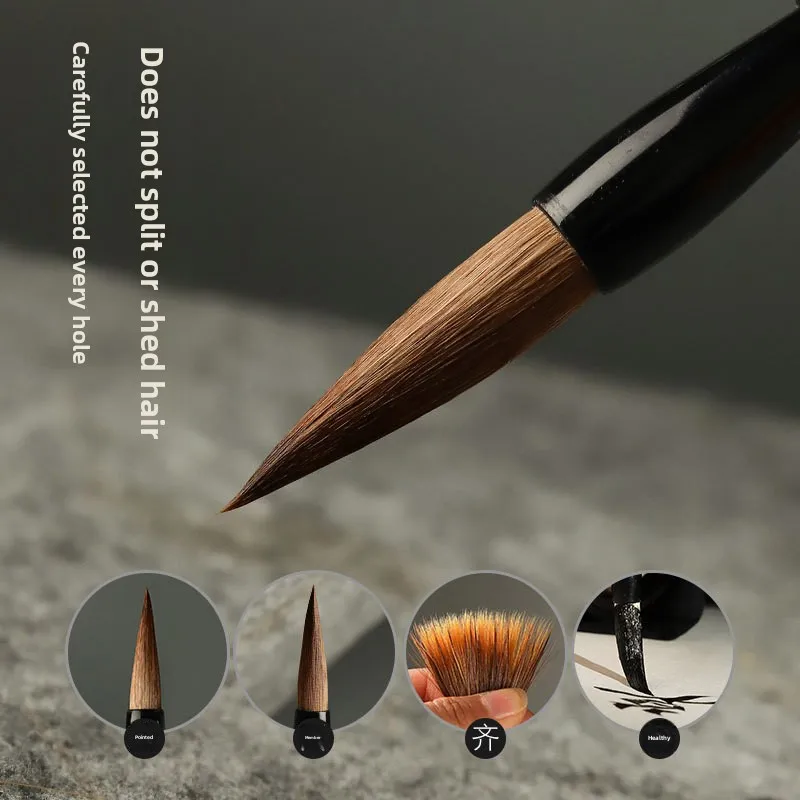 3Pcs Wood Writing Brushes Weasel Wool Hair Chinese Traditional Calligraphy Brush Set for Painting Pottery Ceramic Clay Writing