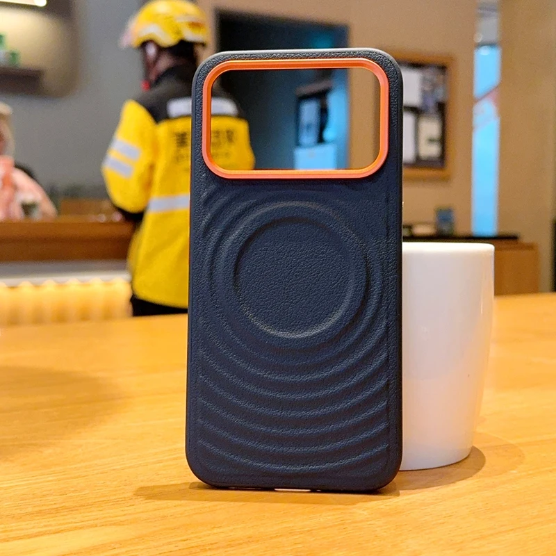 Wave Magnetic Wireless Charging Hard PU Protective Back Cover Case