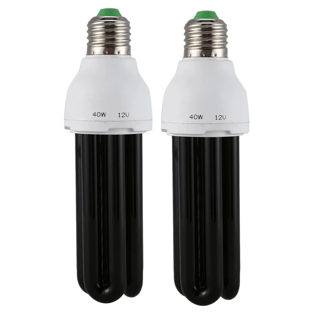 

2X E27 40W UV Fluorescent Blacklight CFL Light Bulb Lamp 220V Shape:Straight Wattage Voltage:40W DC 12V