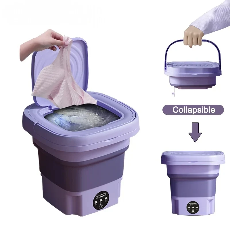PortableSmallMiniFoldingWashingMachine8LHomeApplianceUltrasonicCleaningSmallSingle