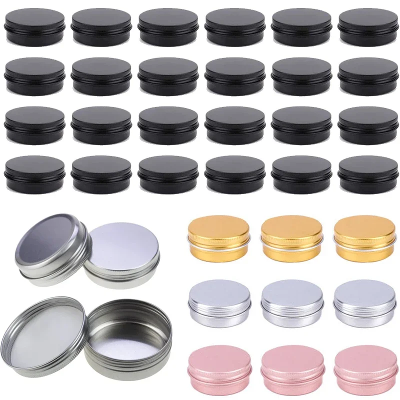 

100Pcs 5/10/15/20/30/50/60g Colored Aluminum Cans Candle Jar With Lids Cosmetic Metal Tin Box For Lip Balm Cream Tea Containers