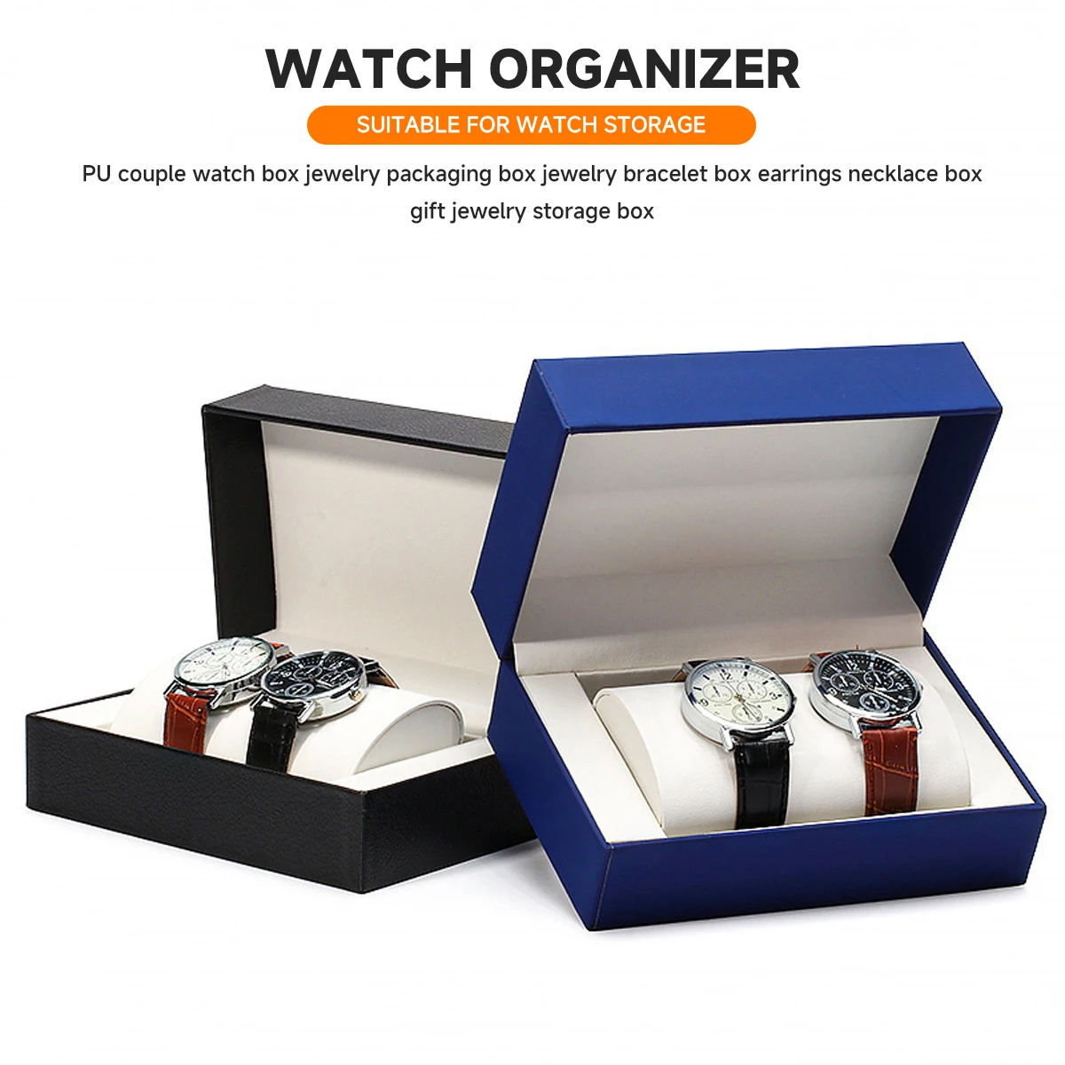 PU Leather Single Watch Gift Box with Soft Pillow, Luxury Wristwatch Display Case Organ... - SKU PLWB1052 - UGI Packaging