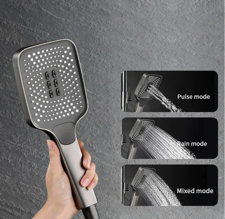 Piano Key Gun Gray Digital Display Shower System 4 Function Bathroom Rain Shower Combo Set with 3 Mode Bidet Sprayer 6
