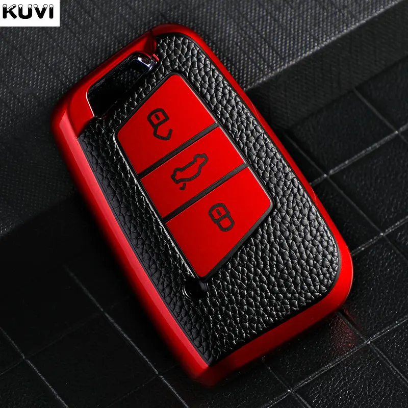 Car Remote Key Case Cover Leather TPU For VW Volkseagen Passat B8 Magotan Skoda Superb A7 Kodiaq Seat