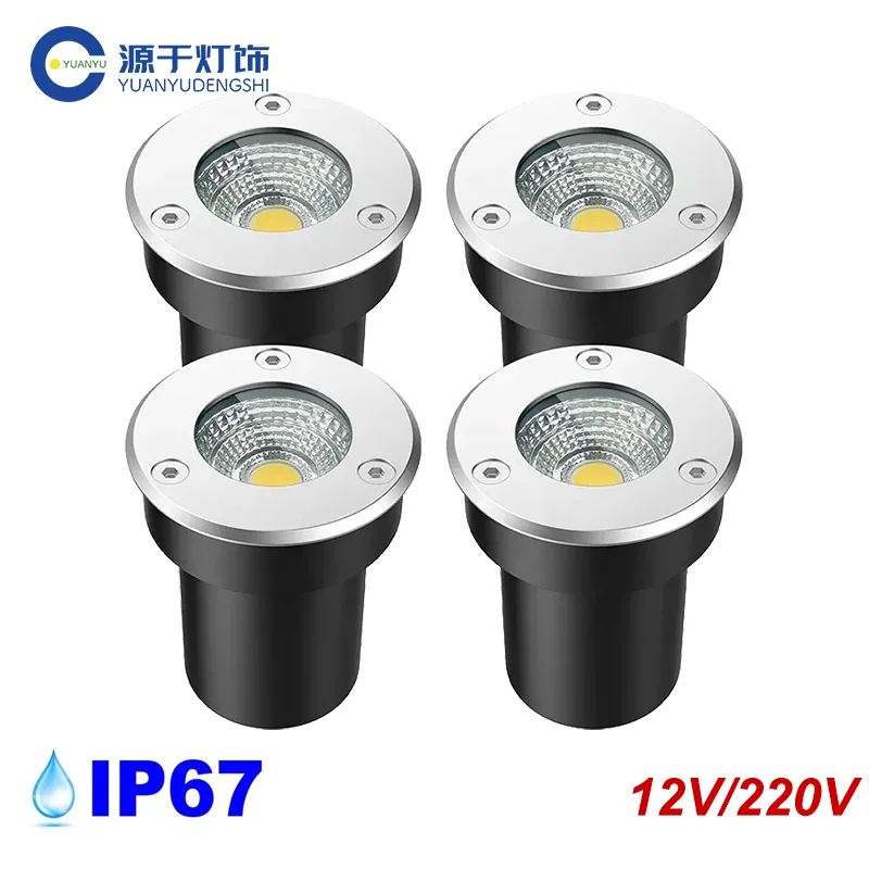 Waterproof 12V/220V LED Underground Light 3W Outdoor Ground Garden Path Floor Buried Yard Spot Landscape 4pcs Garden Decoration Lamps