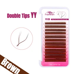 Enhanced Faux Mink Premade Volume Fan Eyelash Extensions - Natural Soft 8 - 15mm - 15mm (Brown - 2D)