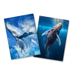 Whale Design Passport Cover Women Cartoon Humpback Whale Passport Holder Protect The Ocean Men Passport Wallet CreditCard Holder