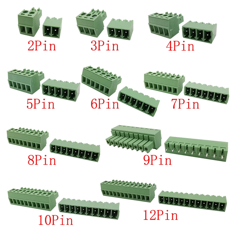 Description Picture 5 of item5Pairs KF2EDG 15EDG 3.5mm 3.81mm 2P-12Pin Straight Needle/Right Angle PCB Screw Terminal Block Connector Pin Header Plug Socket