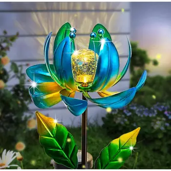 Wind Spinners Metal Lotus Flower Garden Light 1