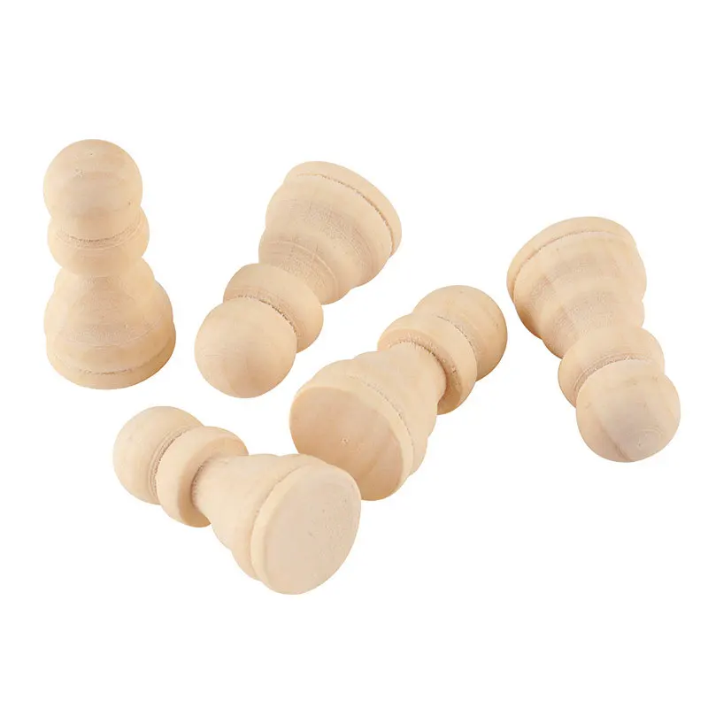 Wooden Chess Pieces for Children's Educational Board Game Wooden Dolls 9Pcs per Set