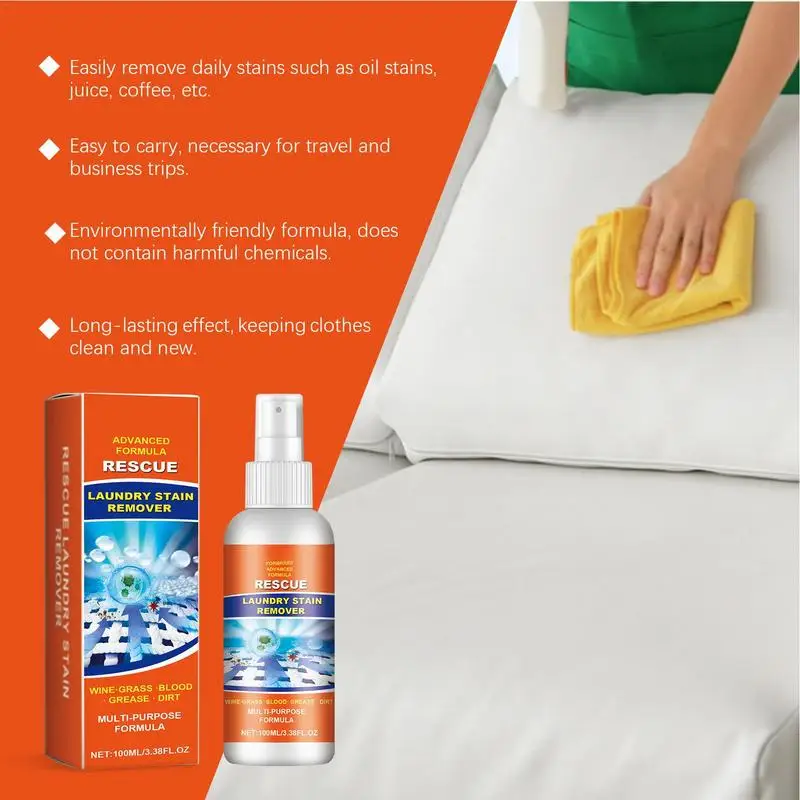 Laundry Stain Remover Stain Rescue Spray Multi-purpose Clothes Remover Spray Grease & Oil 100ml For
