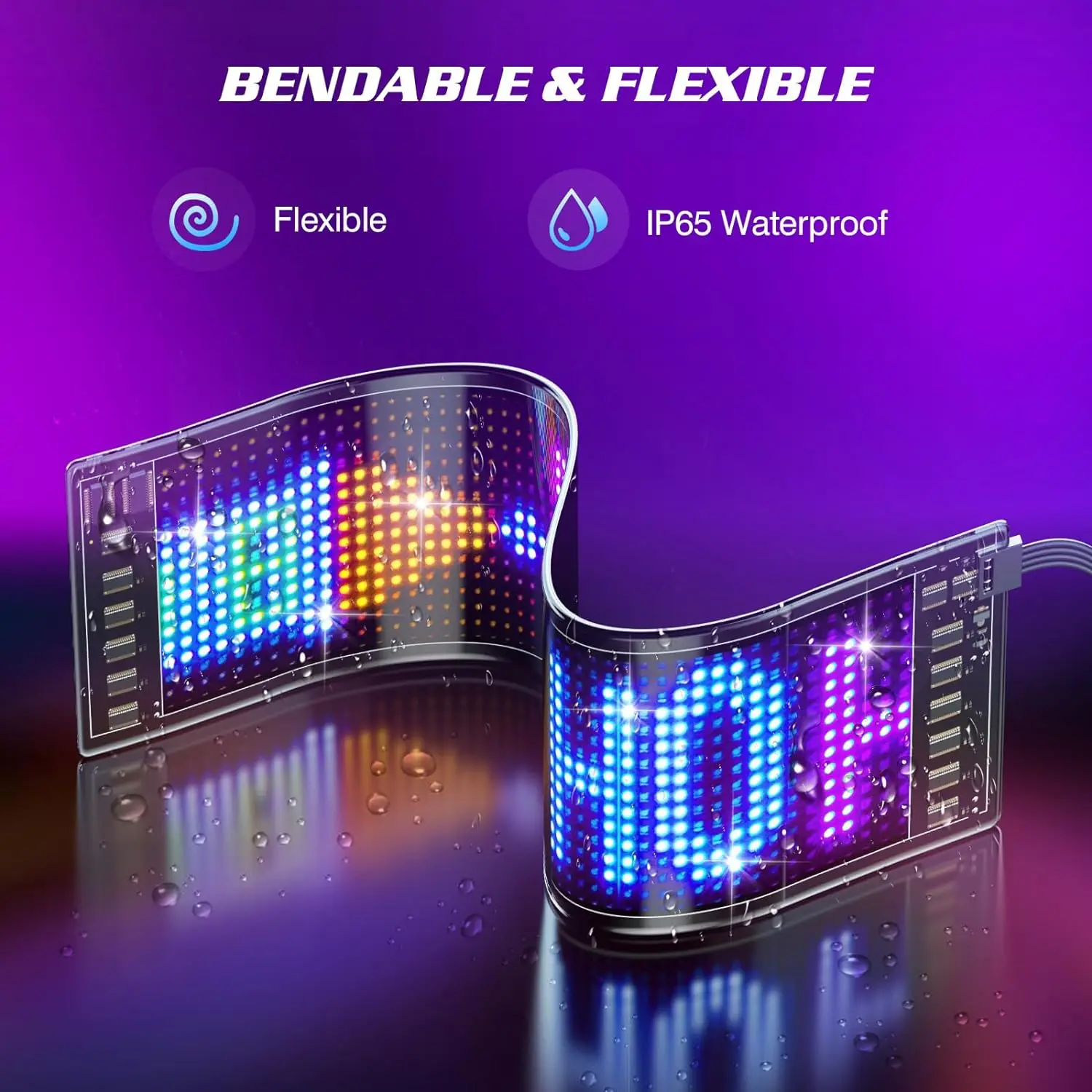 Demon Eyes LED Matrix Pixel Panel, Scrolling Bright Advertising LED Signs, Flexible USB 5V LED Car Sign Bluetooth App Control 5