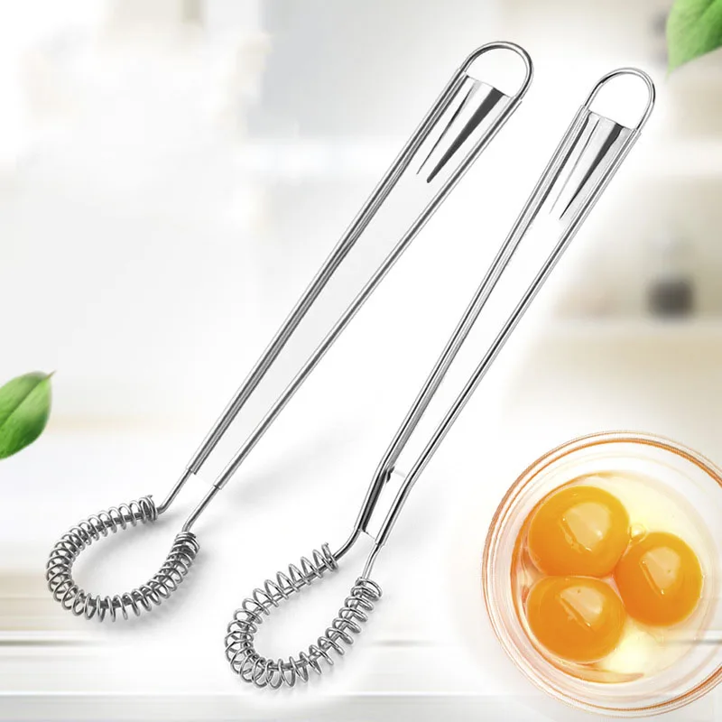 Egg Beater Stainless Steel Spring Manual Mixer Spoon for Kitchen Egg Sauce Honey Cream Stirring