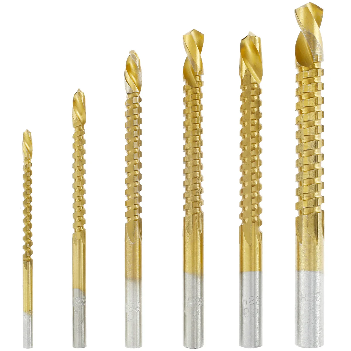 

3/6Pcs Gold Twist Drill Bit Set HSS Serrated Grooving Spiral Punching Fast Cutting Drill Bits for Plastic Metal Woodworking Tool