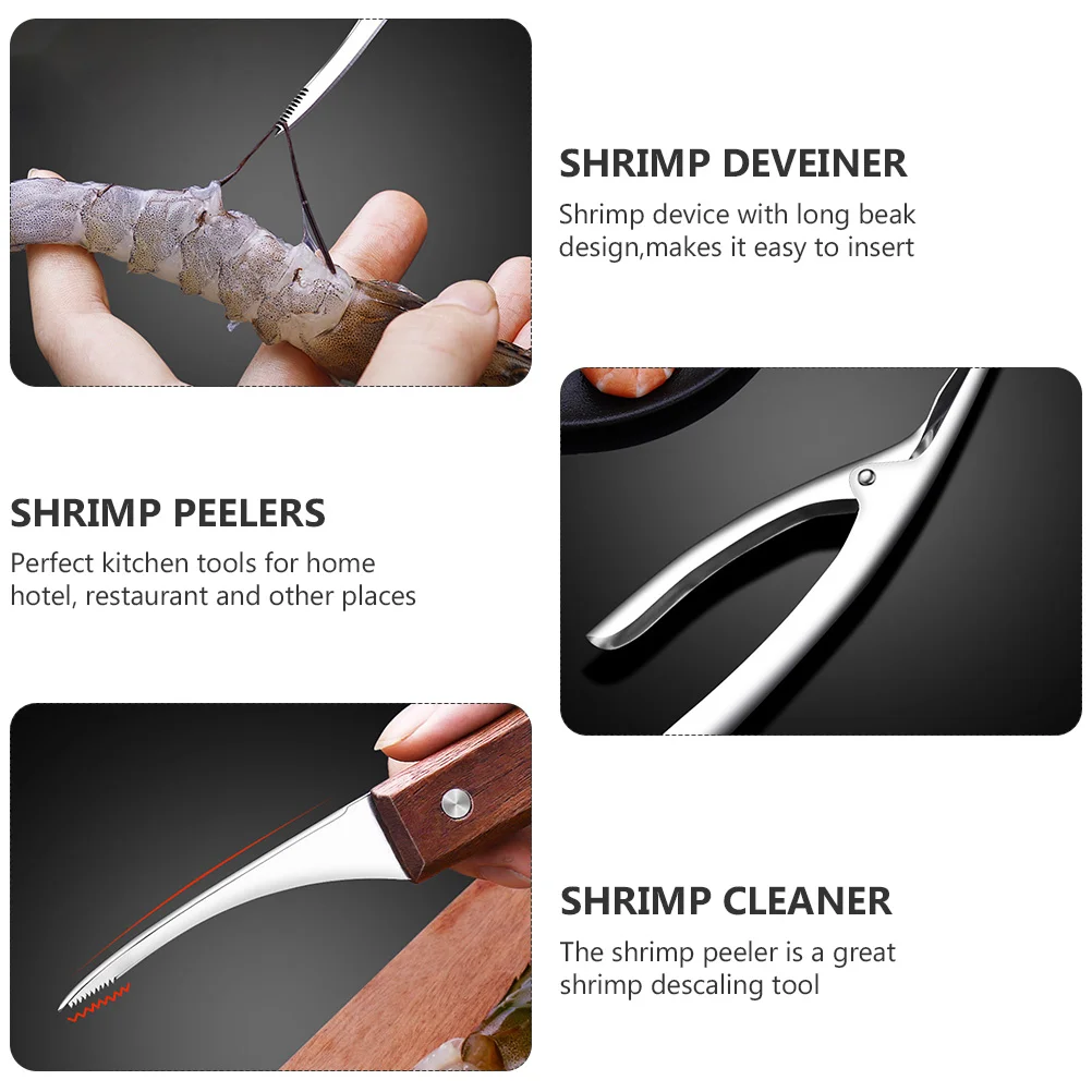 Stainless Steel Shrimp Peeler Prawn Deveiner Lobster Shell Cleaner Kitchen Tool Seafood Gadgets Stainess Scissors Shrimp Opener