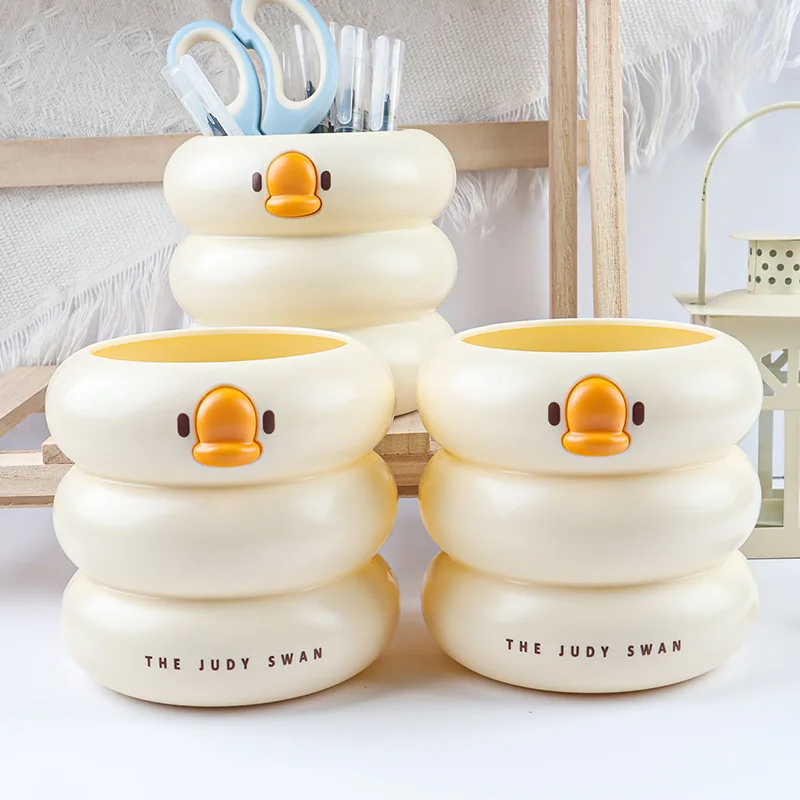 Charming Duck-Shaped Pen Holder - Stylish Large-Capacity Desk Organizer