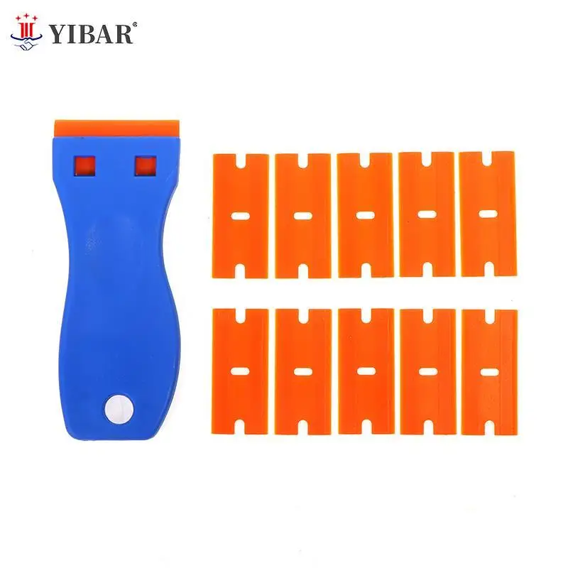 

Plastic Razor Scraper With 10pcs Blades Removing Car Labels Stickers Glue