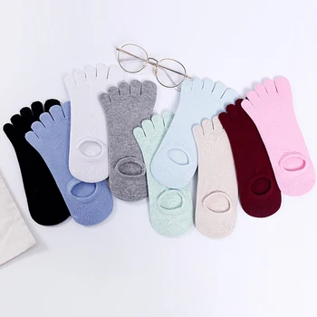 여성용 짧은 코튼 양말 발가락, 단색, 다섯 손가락 보이지 않는 양말, 낮은 한국 캠퍼스 스타일, 캐주얼 발목 양말