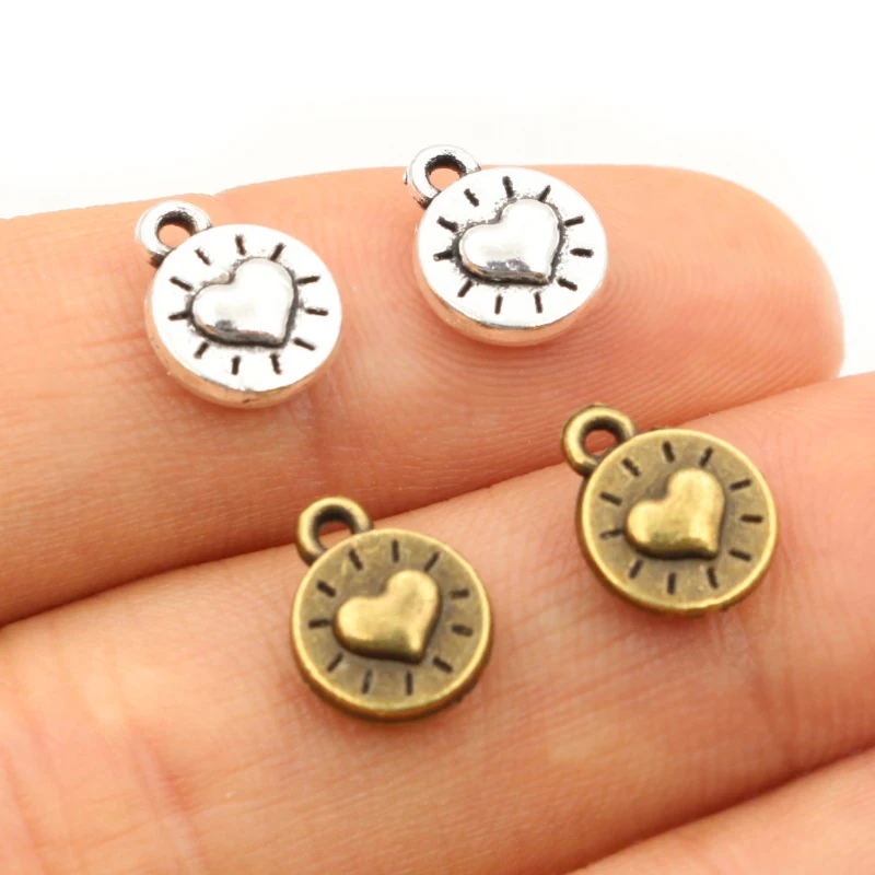 10x8mm 30pcs 청동 골동품 실버 도금 심장 수제 부적 펜던트: DIY 쥬얼리 팔찌 목걸이