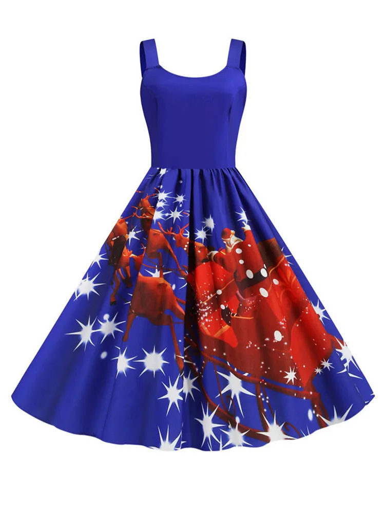 white christmas dresses [Plus Size] Red & Green 1950s Christmas Snowflake Swing Dress main image 1