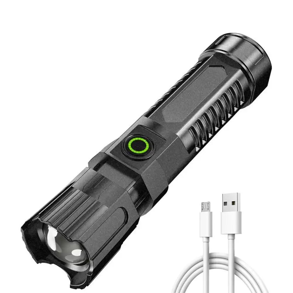 

Фонарик светодиодный тактический с зарядкой от USB, водонепроницаемые фонарики высокой яркости, 3 режима работы, для экстренных ситуаций, улицы, дома, кемпинга, походов