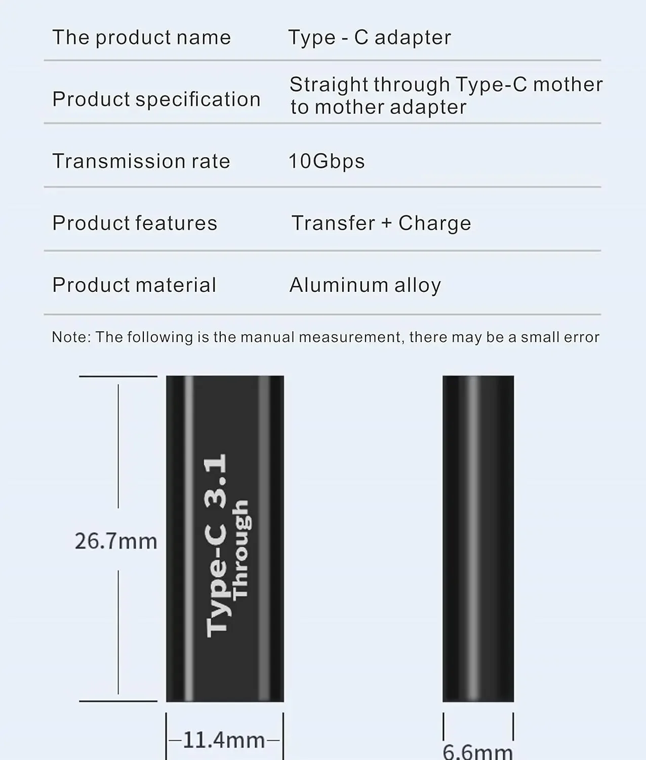 1/2팩 USB C 암-암 어댑터 타입 C 3.1 연장 커넥터 10Gbps 고속 데이터 전송 (노트북, 휴대폰용)