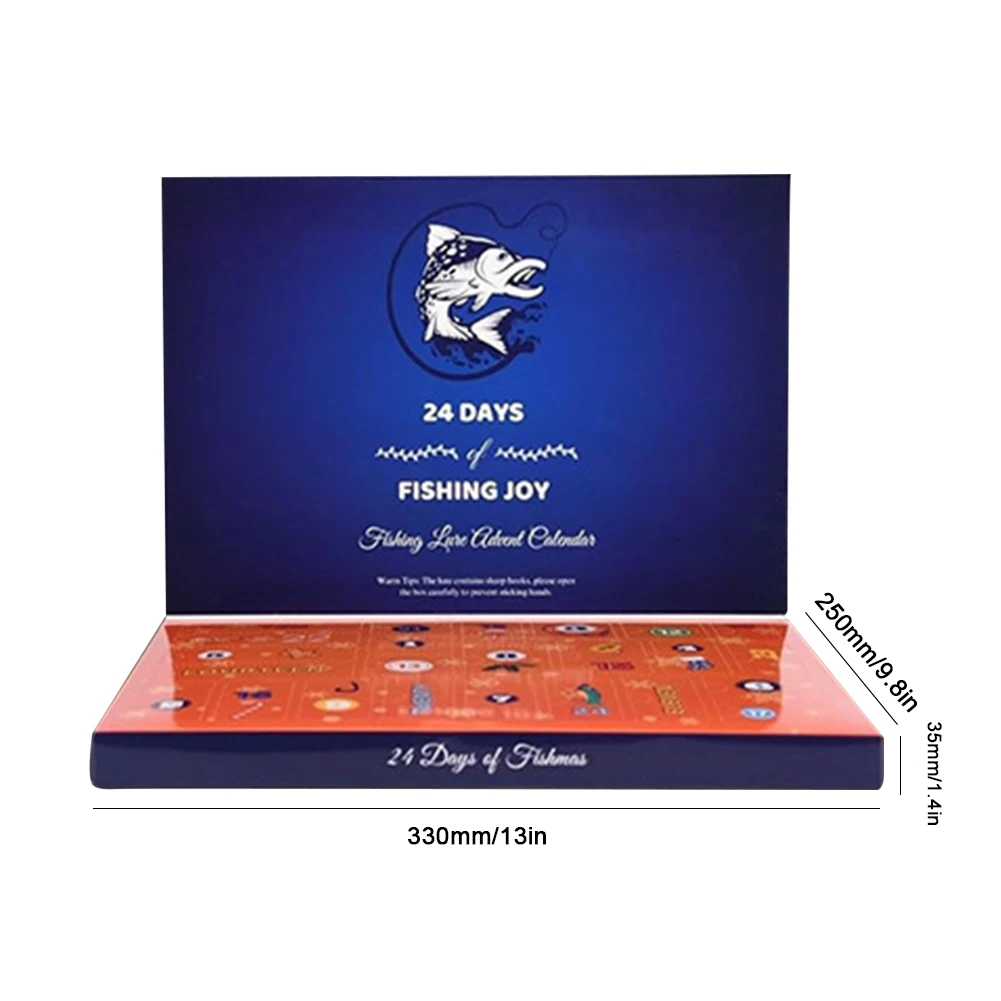 Christmas Fish Bait Advent Calendars 24 Days Fishing Tackle Countdown Calendar Box Festival Theme Xmas Surprise Gift for Fisher
