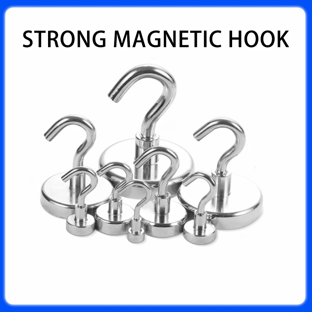 E8~E60 Strong Magnetic Hooks Practical Load Bearing Hook Multi-Purpose Storage Home Kitchen Bar Storage Key Hanging