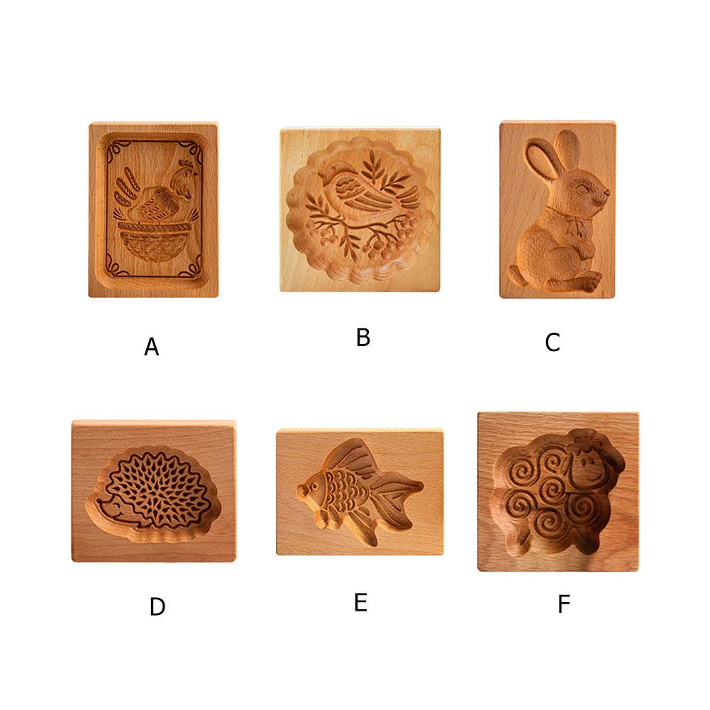 Wooden Cookie Mold Cutter Gingerbread 3D Cake Embossing Baking Bakery Gadgets