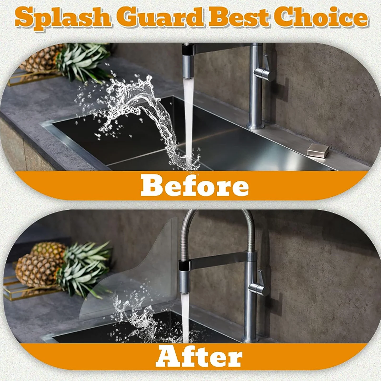 Washbasin Acrylic Water Guard 2PCS Durable Easy Cleaning for Bathroom Toilet Bathtub