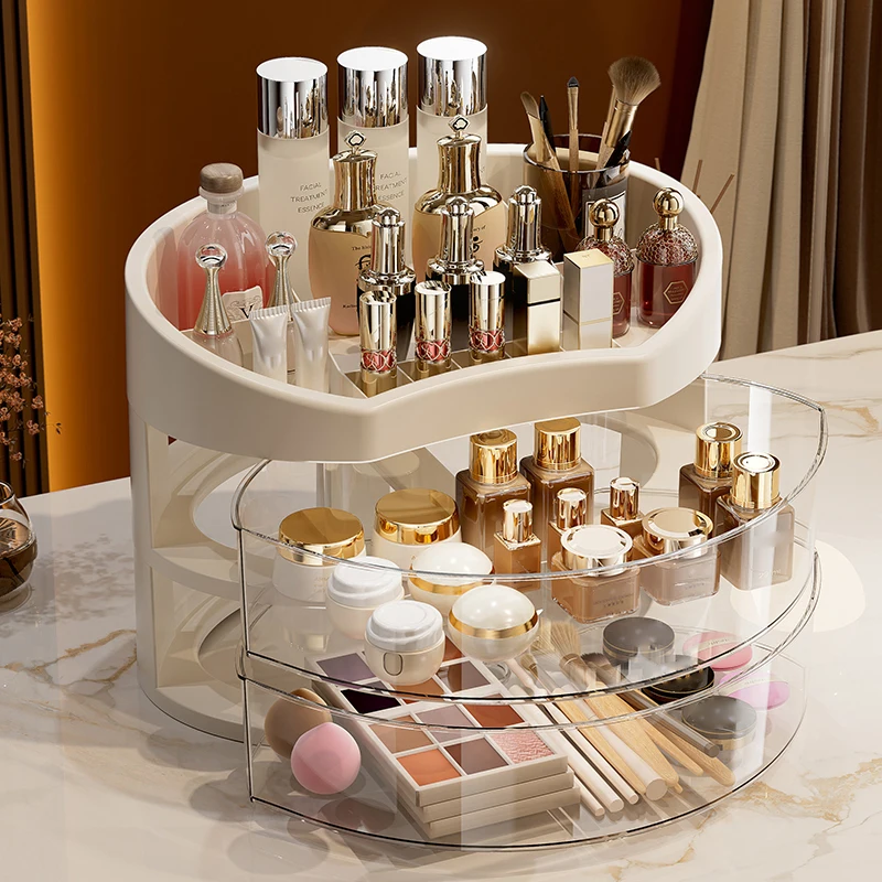 UFORU Cosmetic storage box desktop advanced sense dustproof household large capacity countertop lipstick finishing shelf 2
