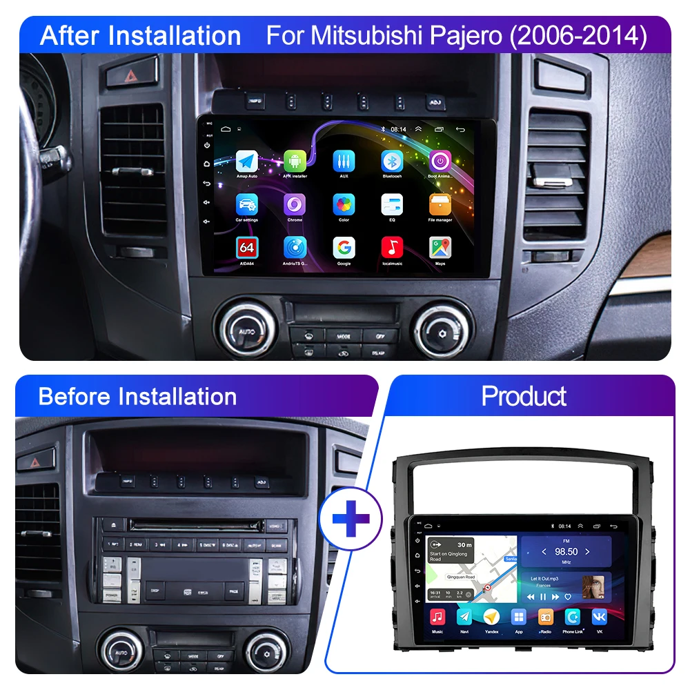 LEHX L6 Pro 8 코어 5G 자동차 라디오 멀티미디어 비디오 플레이어 안드로이드 14 2 din For Mitsubishi Pajero 4 V80 V90 2006-2014 Carplay gsp