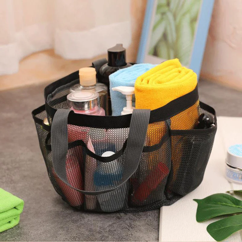 Portable Mesh Shower Caddy Bag Fast Drying Shower Hanging Bag Toiletry Organizer 