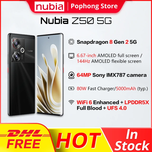 Nubia Z50 Ultra 5G Phone 6.8'' AMOLED 16GB 1TB Snapdragon 8 Gen 2 Dual SIM  64MP