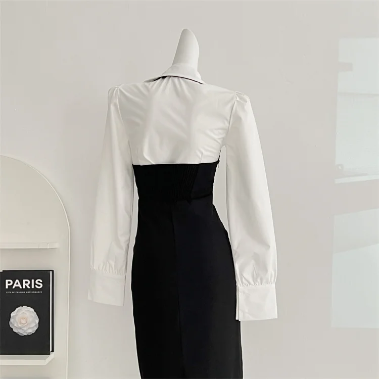 Y2K 3-piece Set Women Crop Coat Blazer White Shirt Halter Sleeveless Bodycon Midi Dress Autumn New Female Korean Chic Outfits
