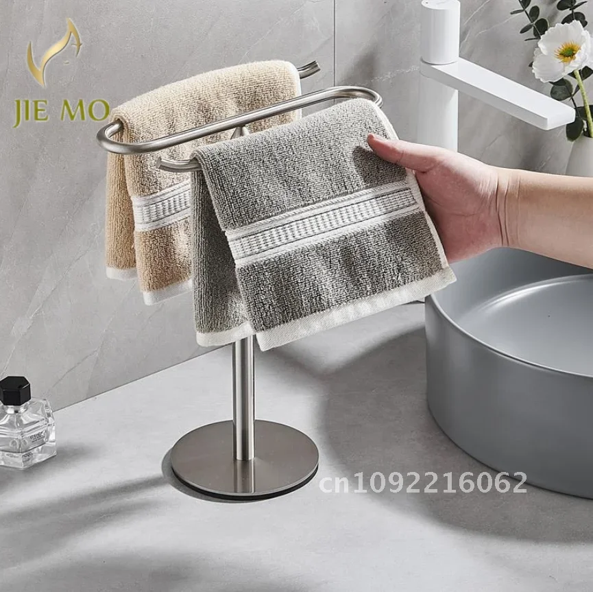 Gold free standing towel bar Stainless steel bathroom towel household hanging washplate rack countertop Kitchen