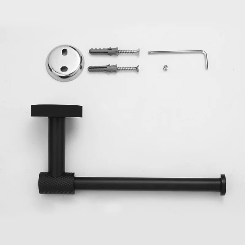 Matte Black Bathroom Accessories Knurled Towel Bar Bath Robe Hook Bathroom Hardware Set Shelf for Towels Paper Tissue Hol