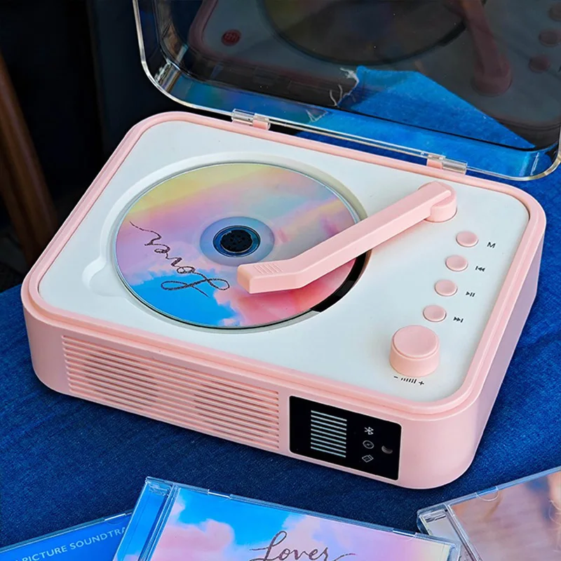 CD Player Two-way Bluetooth Built-in Speaker HIFI Music Player LED Spectrum Light Built-in Battery Infrared Remote Controller