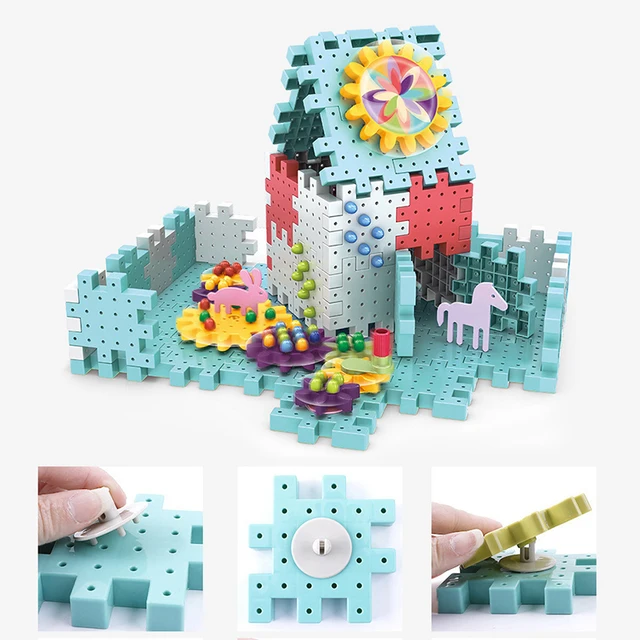 Kids 3D Plastic Gear DIY Jigsaw Puzzle Blocks Fun Mushroom Nails Jigsaw Puzzle Will Spin Puzzle Montessors Toys Boys Girls Gifts 4