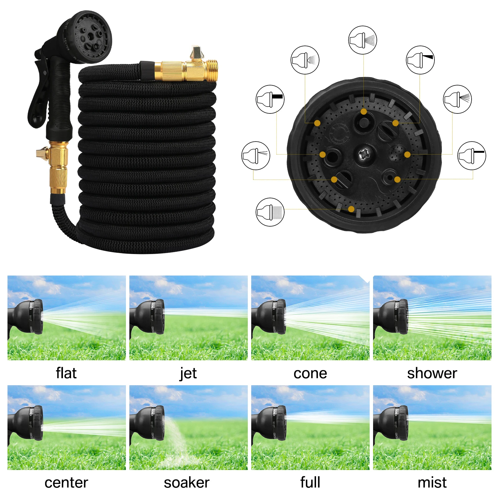 Garden Hose Expandable Magic Hose Expandable Water Hose Water Hose Expandable Hose 50/75/100Ft Expandable Garden Hose with 8 Functions Spray Nozzle for Garden Irrigation Car Wash