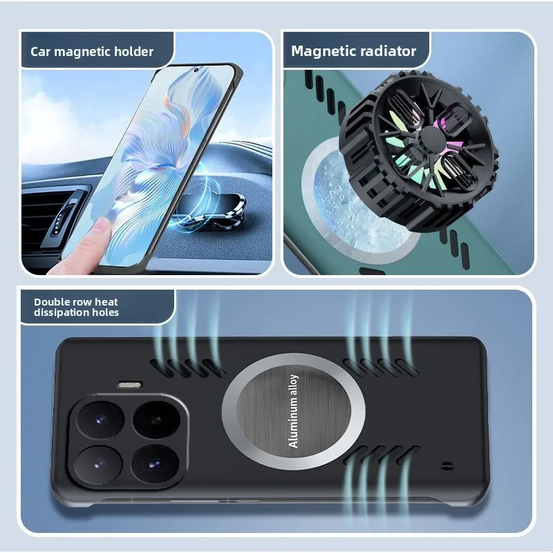 Magnetic Frameless Case with Hollow-Out Cooling Design - Shockproof & Magsafe Wireless Charging Compatible