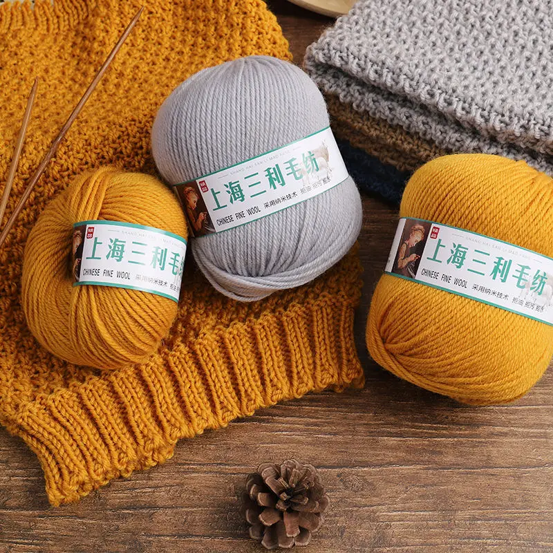 손 뜨게 스웨터용 두꺼운 양모 털실, 스카프 모자, 가디건 코트, DIY 실, 부드럽고 따뜻하고 두껍고 편안한 카멜 화이트, 500g/세트