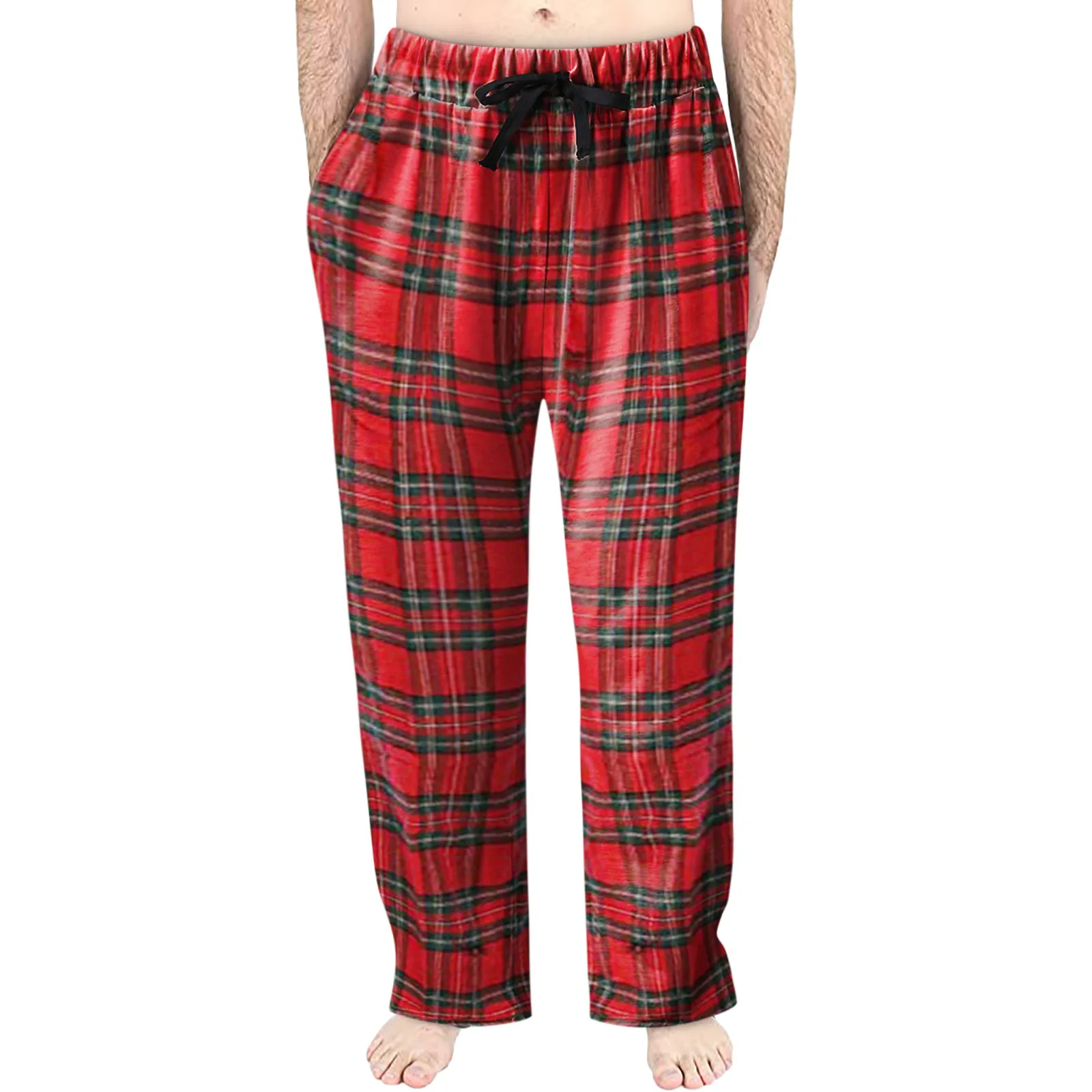 cotton harem pants Men's Spring Fashion Casual Plaid Pants Lace Cotton Can Be Worn Outside Pajamas Tracksuit Comfortable Home Pants joggers sweatpants