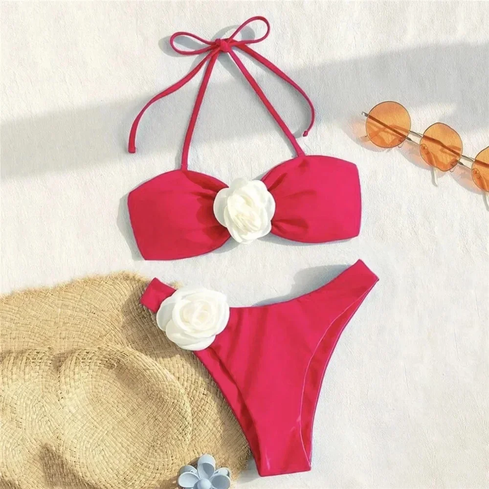 Floral Lace-up Thong Bikini Set - Sexy Brazilian Swimsuit