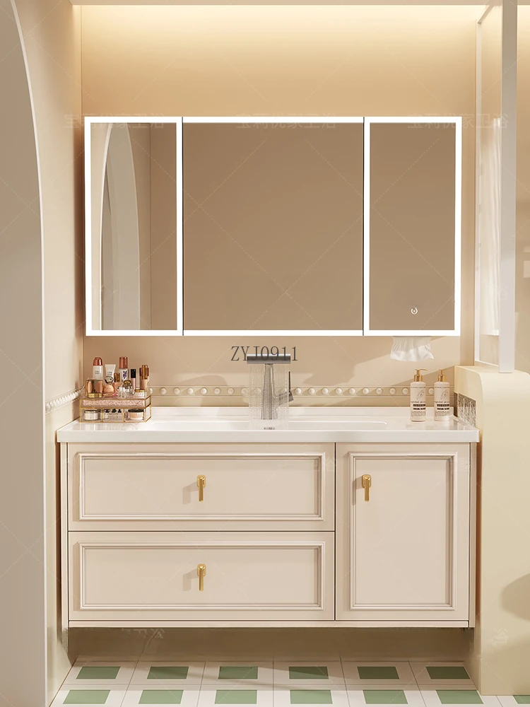 *Cream air type bathroom cabinet ceramic integrated basin bathroom cabinet toilet wash basin combination