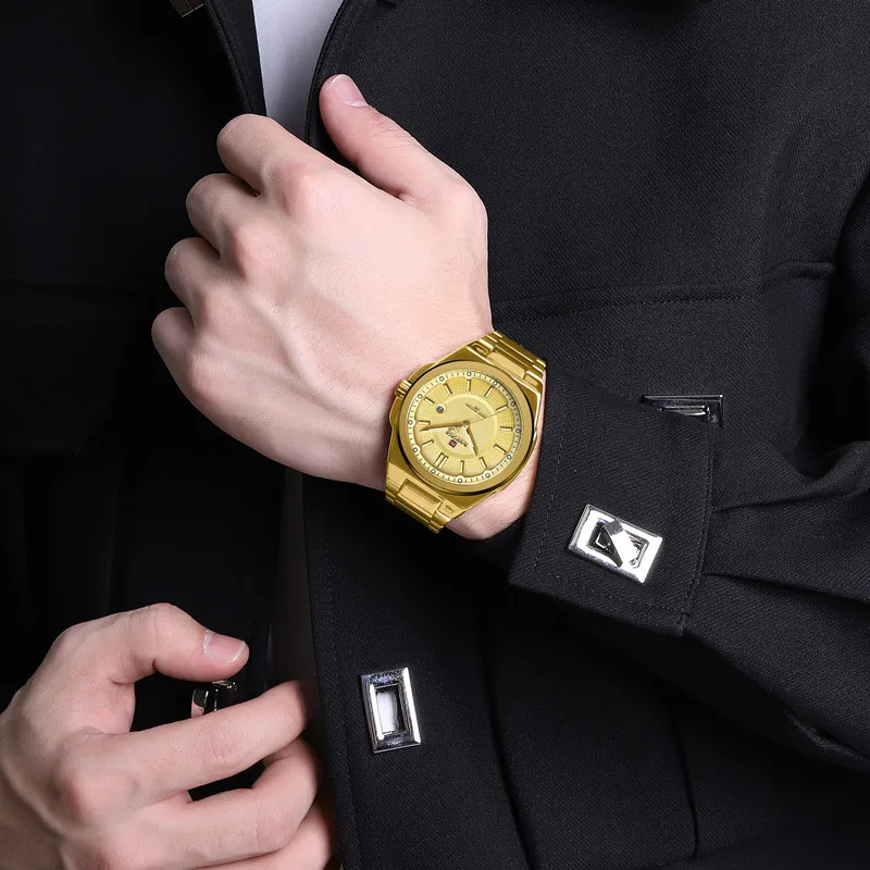 Top Brand Naviforce Men's Watch Stainless Steel Male Quartz Sports Wristwatches Date Clock with Luminous Hands Relogio Masculino